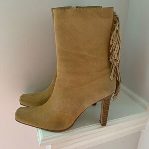 Y2K l.e.i. Boots Cowboy Ditto F Natural Suede Sz 9